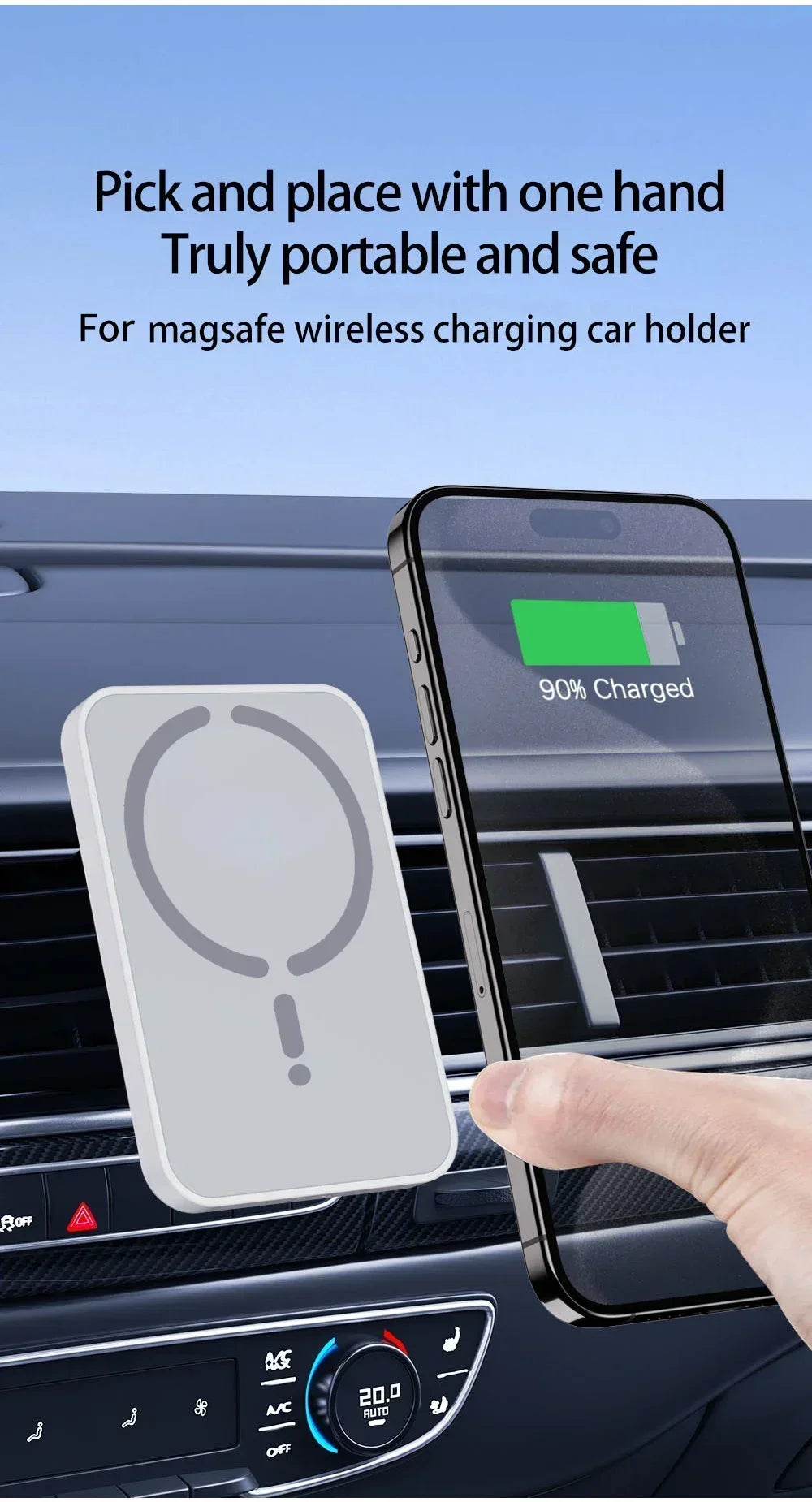 Soporte Magnético para Teléfono con GPS para Rejilla de Ventilación de Coche, Cargador Inalámbrico Rápido para iPhone Magsafe 17 16 15 14 13 12 Pro Max